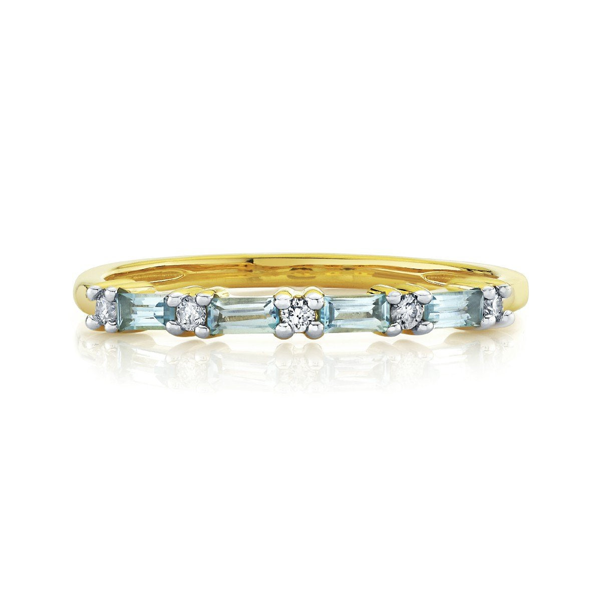 Swiss Blue Topaz Baguette Band With Diamonds