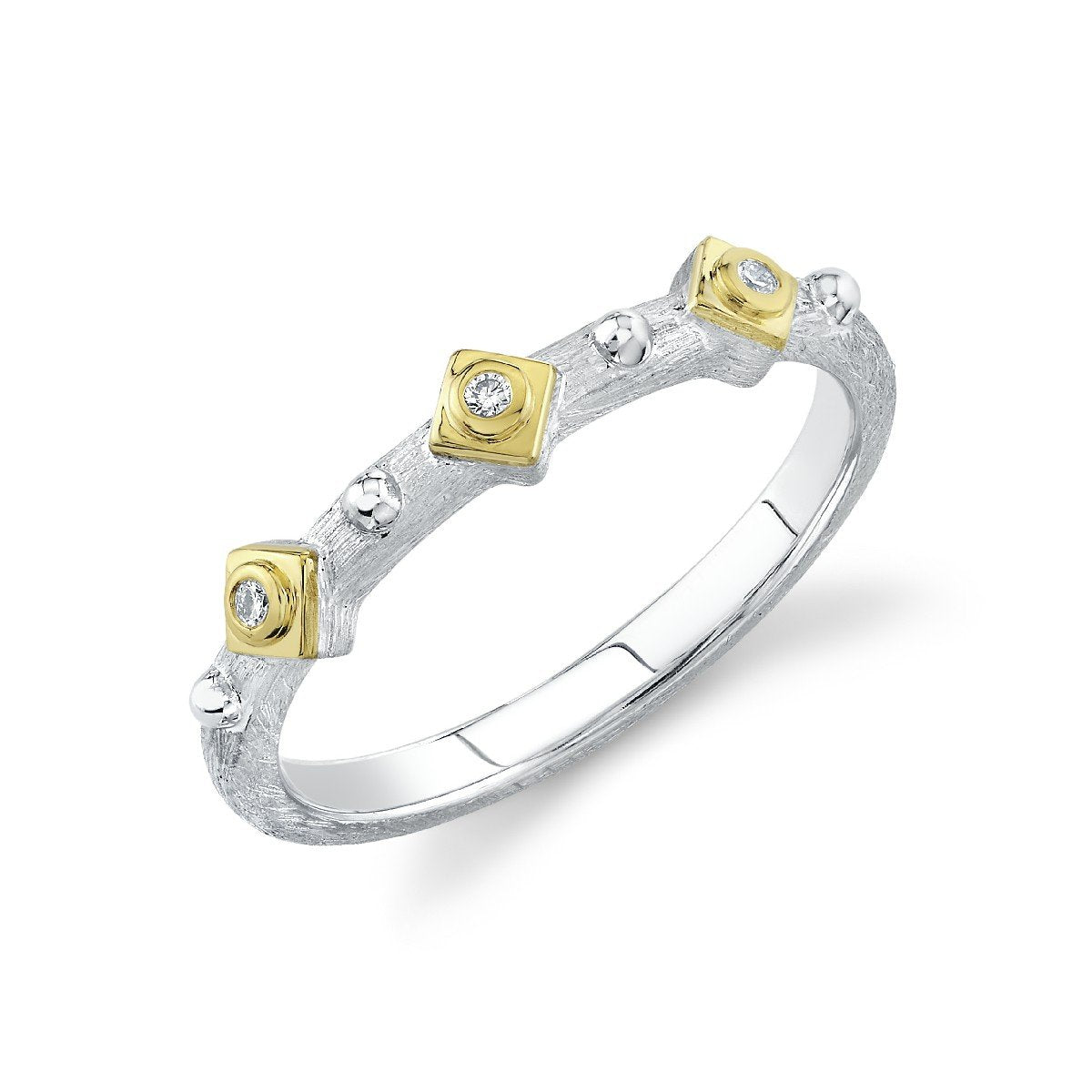 Bezel Set Diamond Mix Metal Band