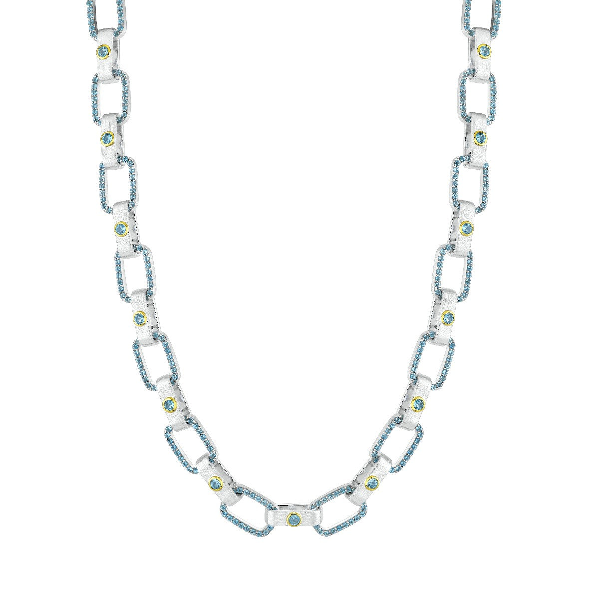Mixed Metal Swiss Blue Topaz Link Chain