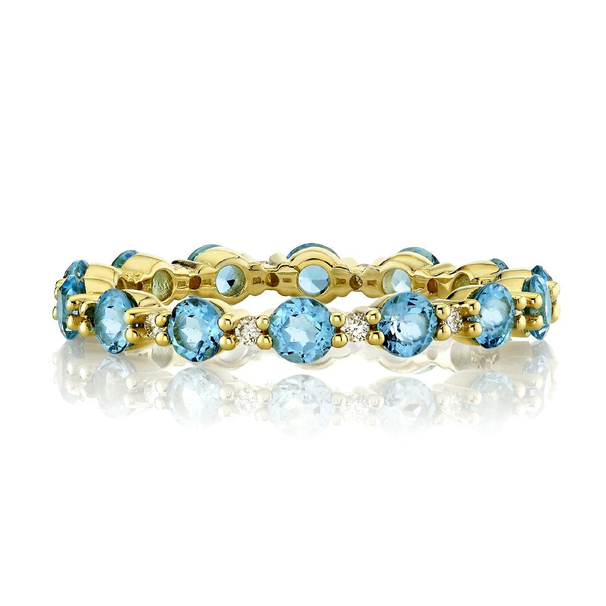 Swiss Blue Topaz White Diamond Eternity Band