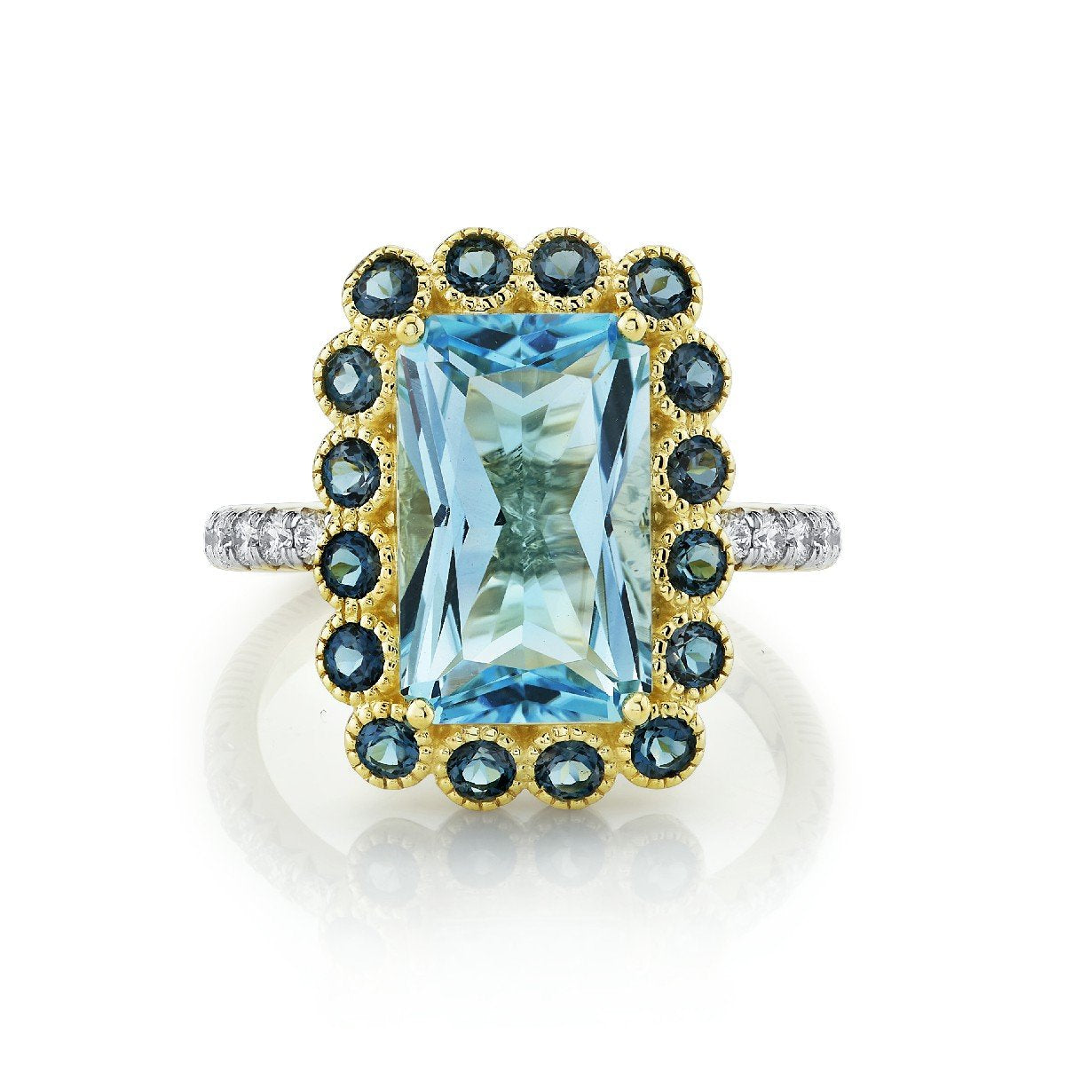 Sky Blue Topaz Ring With London Blue Topaz And Diamonds