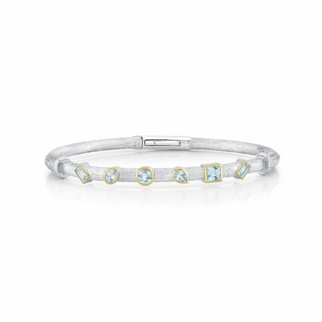 Sky Blue Topaz Mix Shape Mix Metal Bracelet