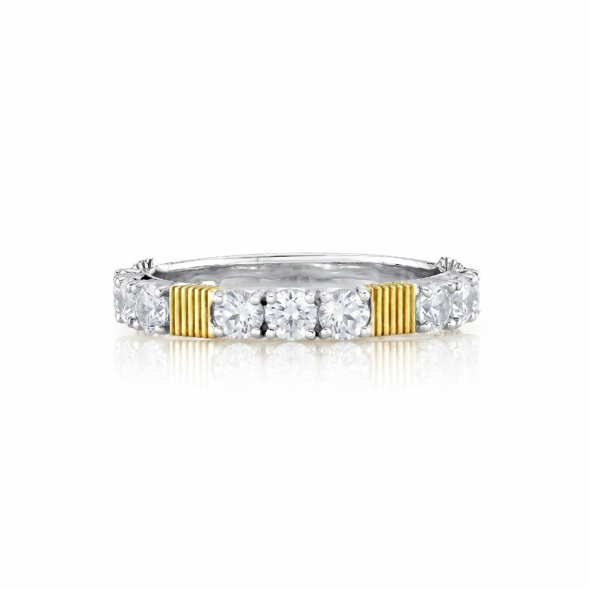 White Topaz & 18K Yellow Gold Strie Station Band