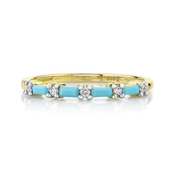 Turquoise Baguette Band With Diamonds