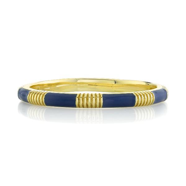 Blue Enamel Band With Strie Detail