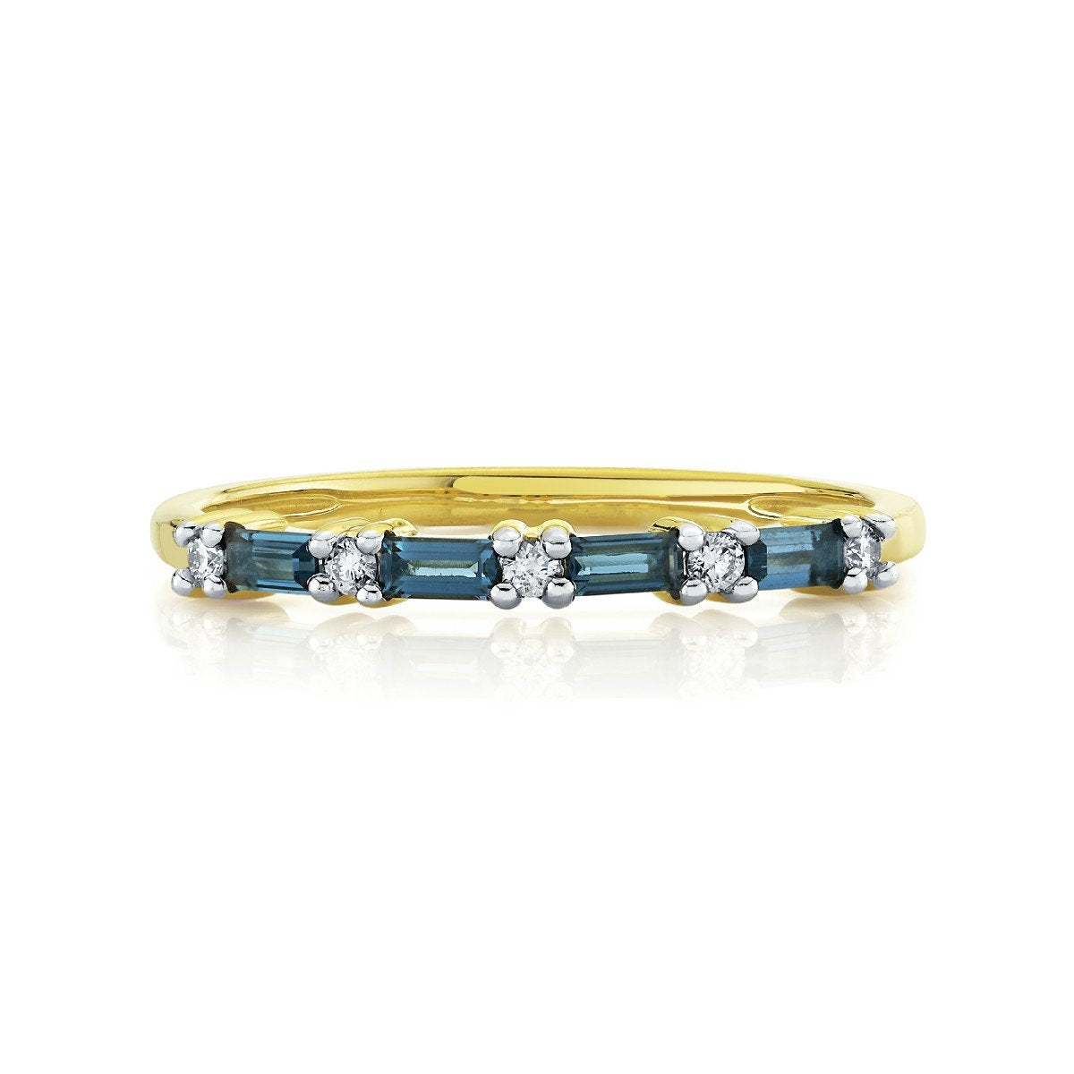 London Blue Topaz Baguette Band With Diamonds