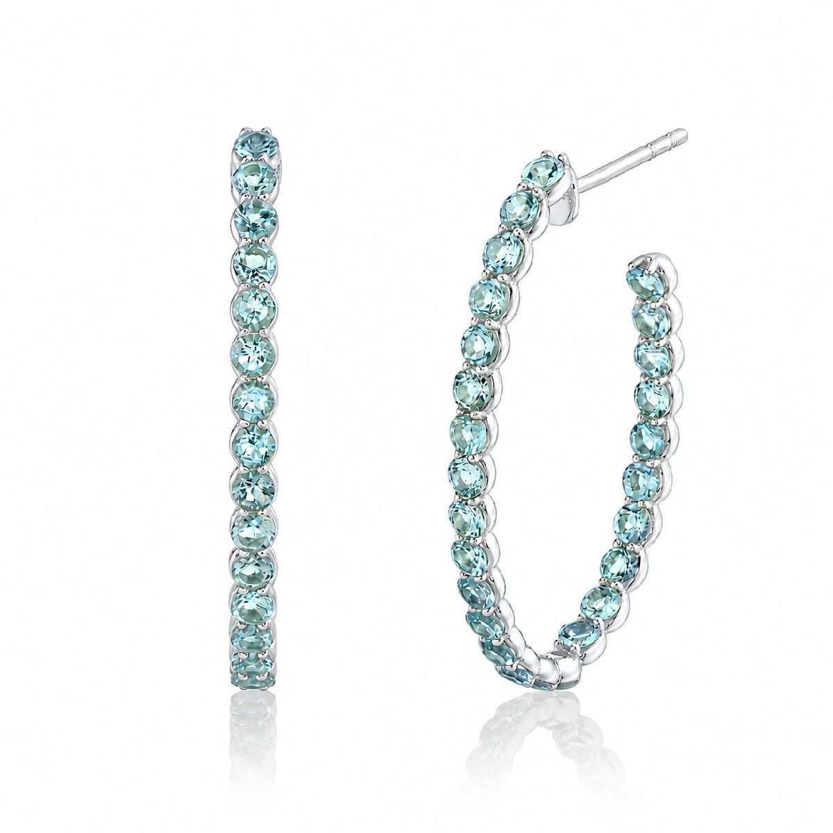 Sterling Silver Swiss Blue Topaz Inside Out Hoops
