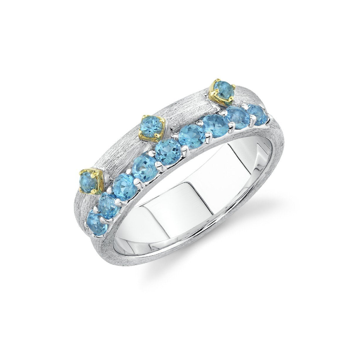 Mixed Metal Swiss Blue Topaz Double Band