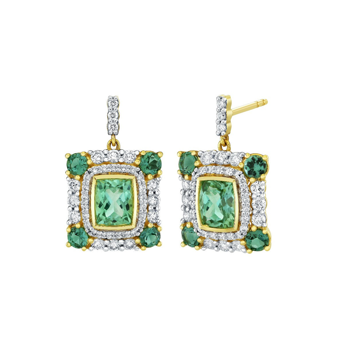 Seafoam Tourmaline And Diamond Earrings
