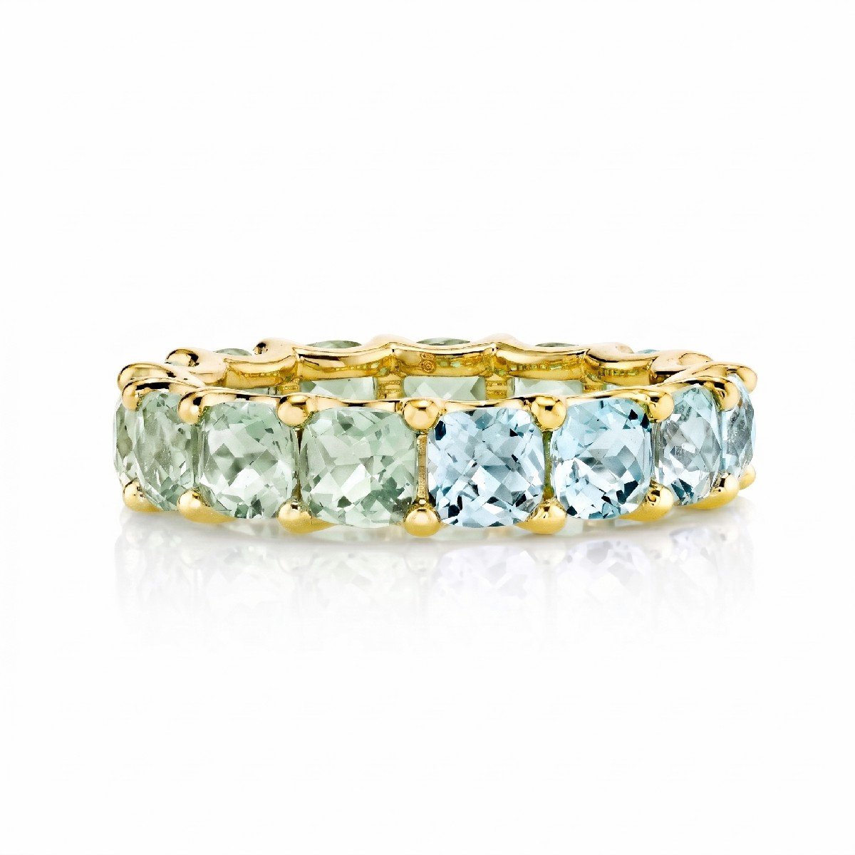Sky Blue Topaz And Green Amethyst Eternity Band