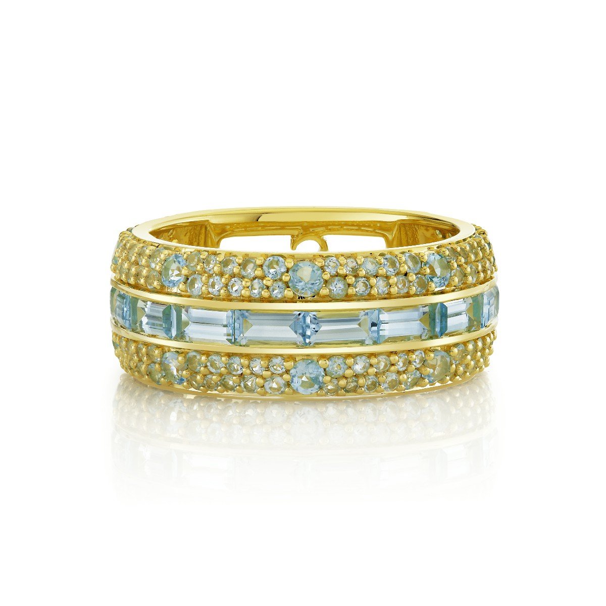 Blue Topaz Baguette Band With Pave