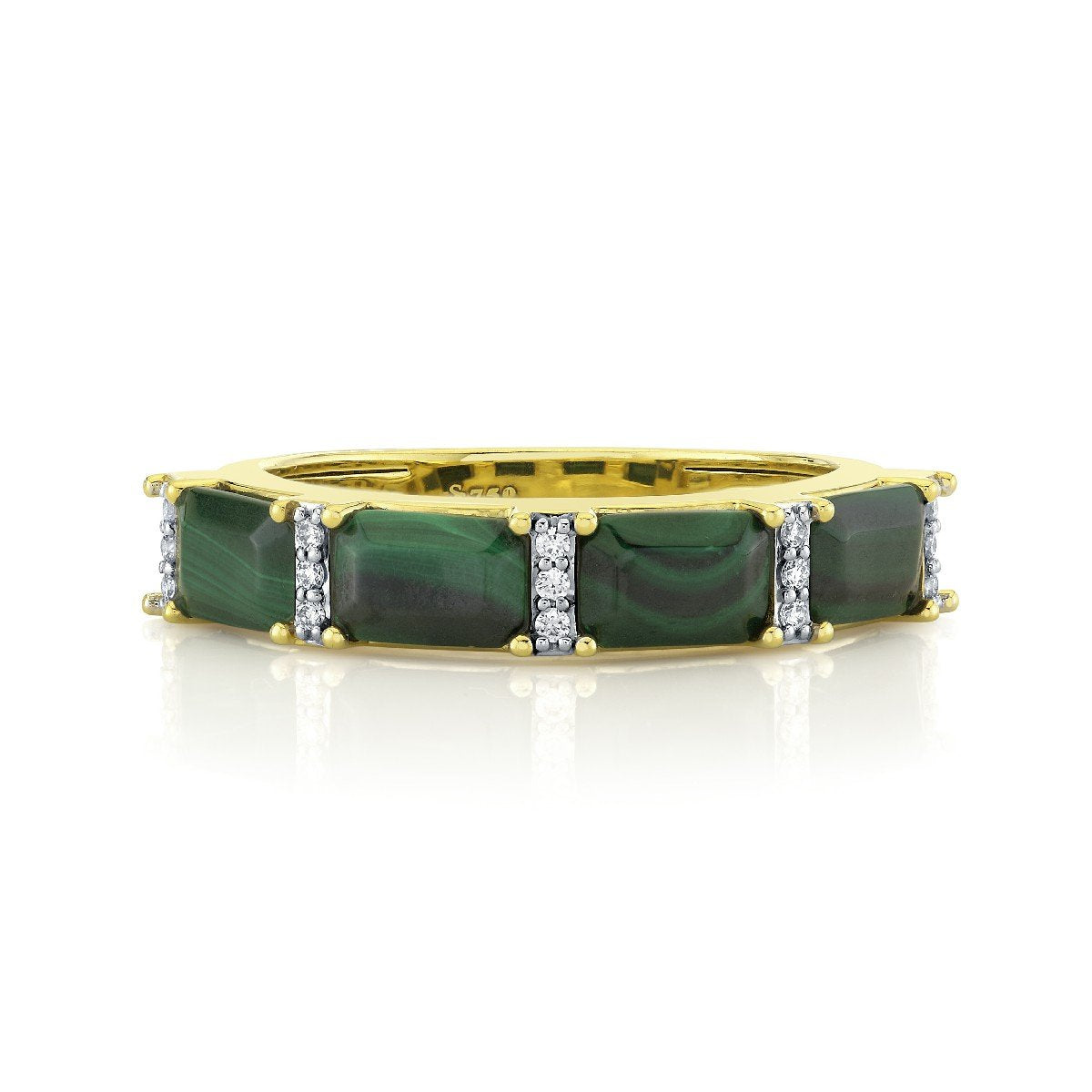 Emerald Cut Malachite Band With Diamonds