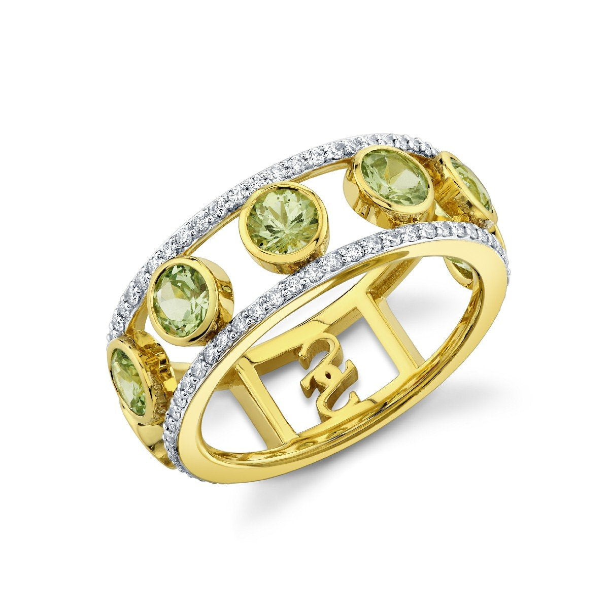 Merelani Mint Garnet Band With Diamond Edges