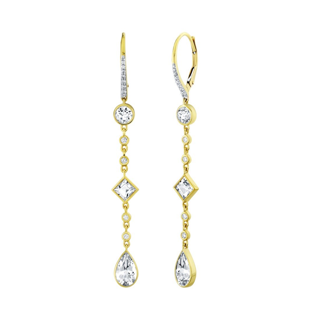 Mix Shape White Topaz Drop Earrings