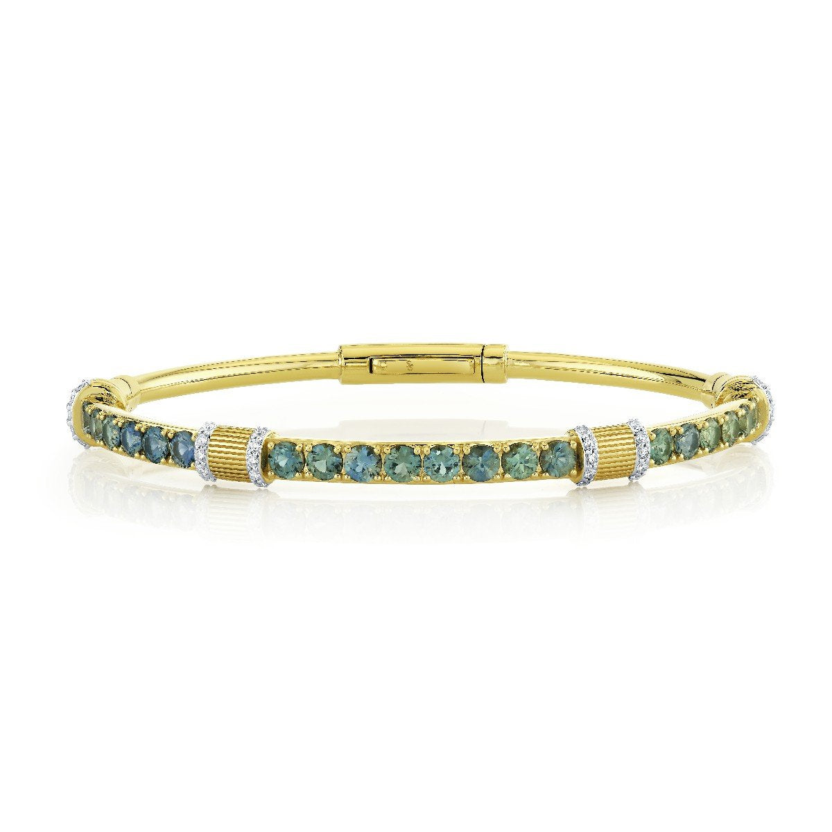 Blue Green Sapphire Bracelet With Diamonds