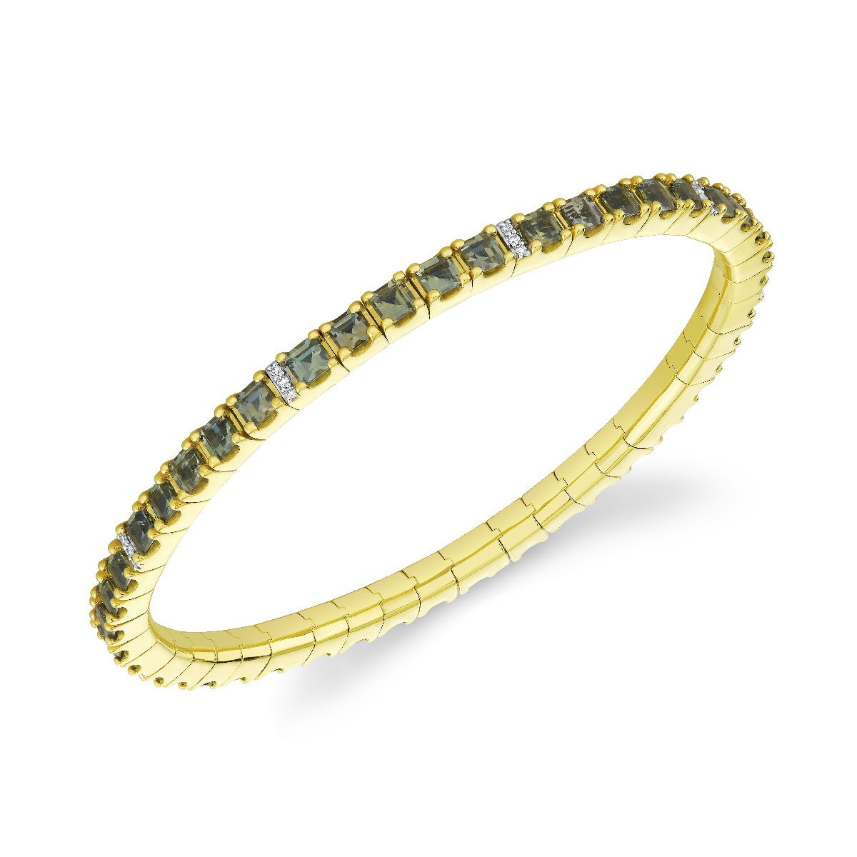 Blue Green Sapphire Stretch Bracelet