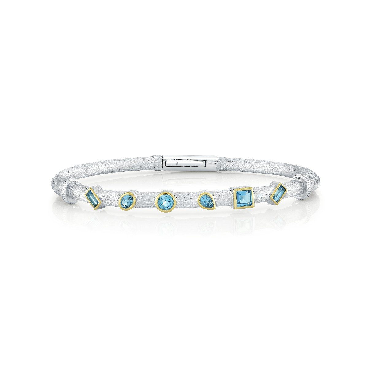 Swiss Blue Topaz Mix Shape Mix Metal Bracelet