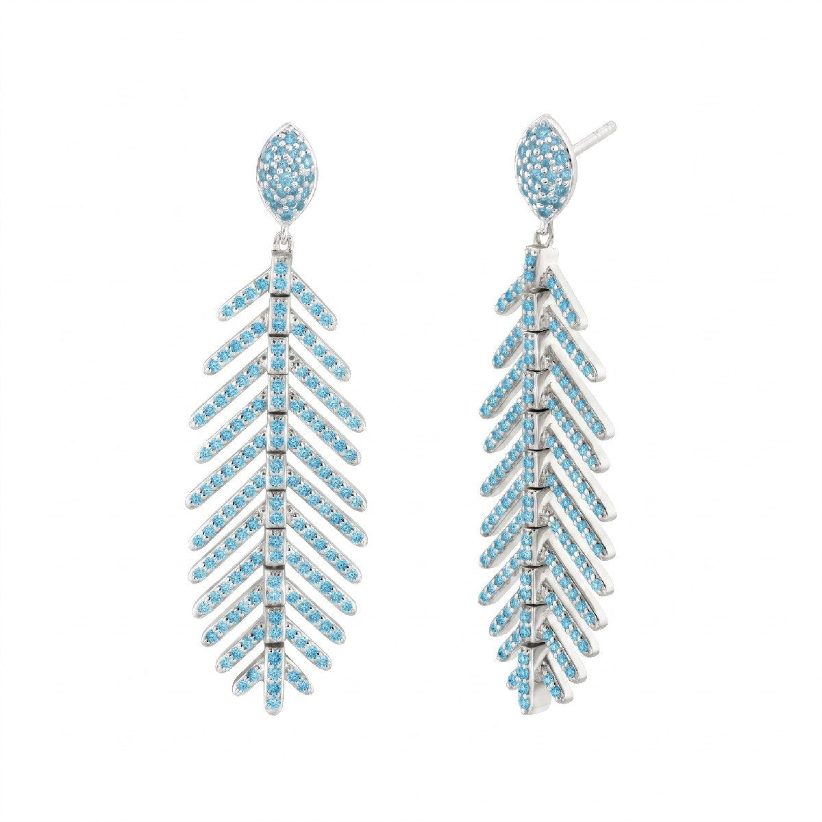 Swiss Blue Topaz Feather Earrings