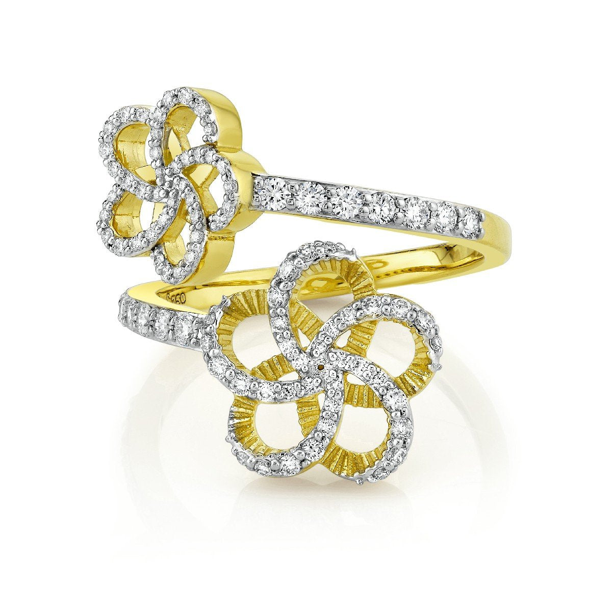 Diamond Flower ByPass Ring