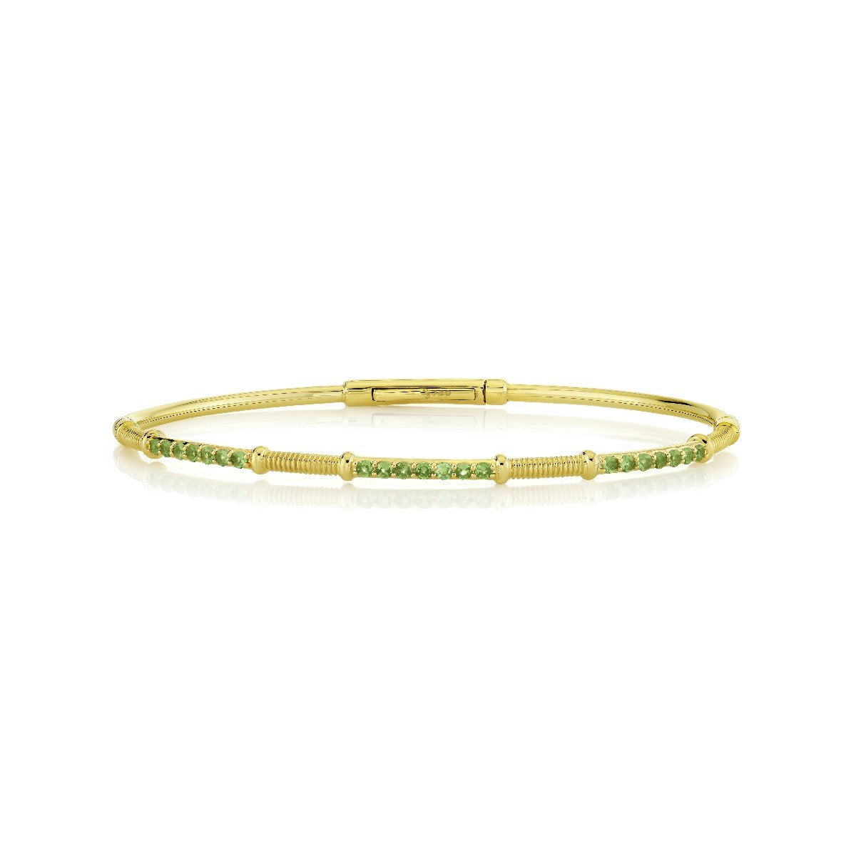 Light Tsavorite Bracelet With Gold Strie Stations