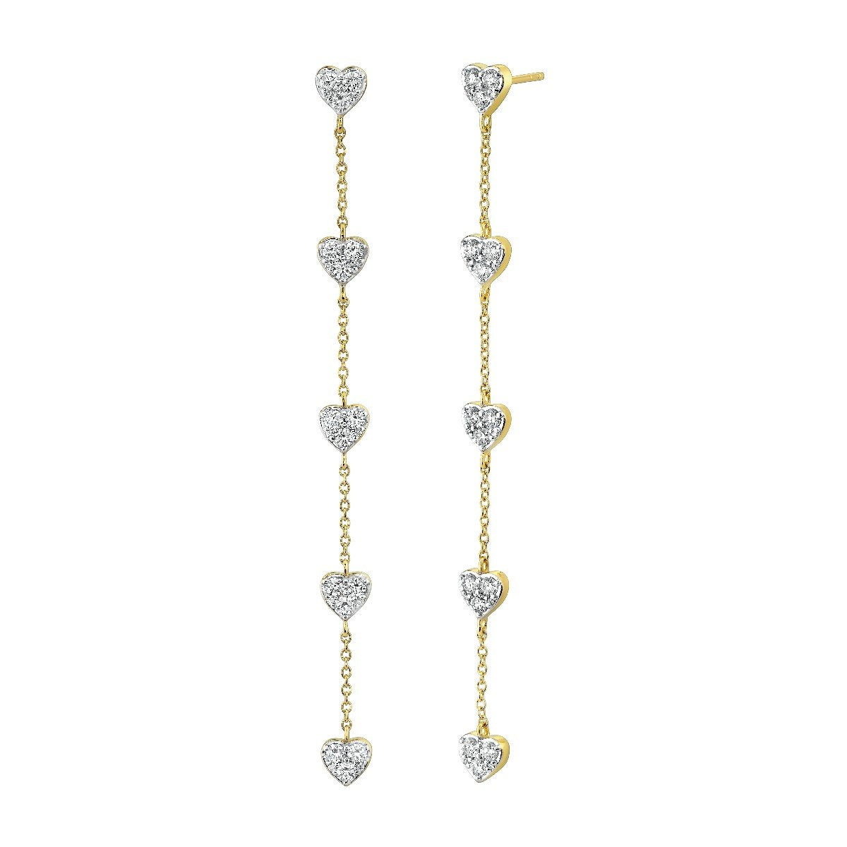 Pave Diamond Heart Drop Earrings