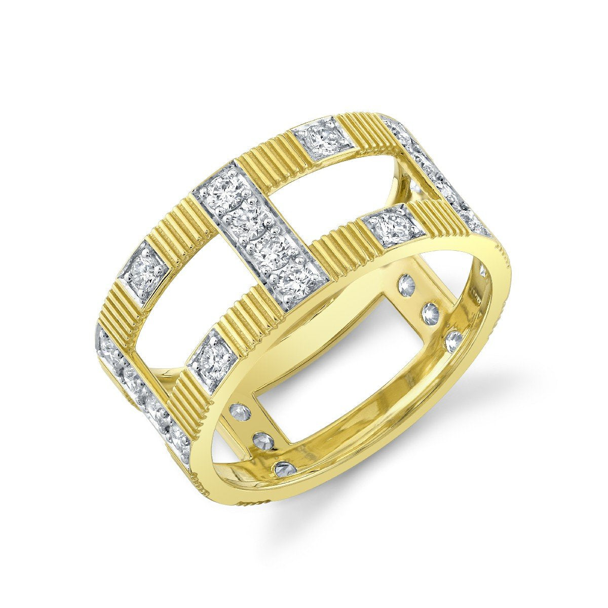 Diamond And Strie Open Window Pane Band