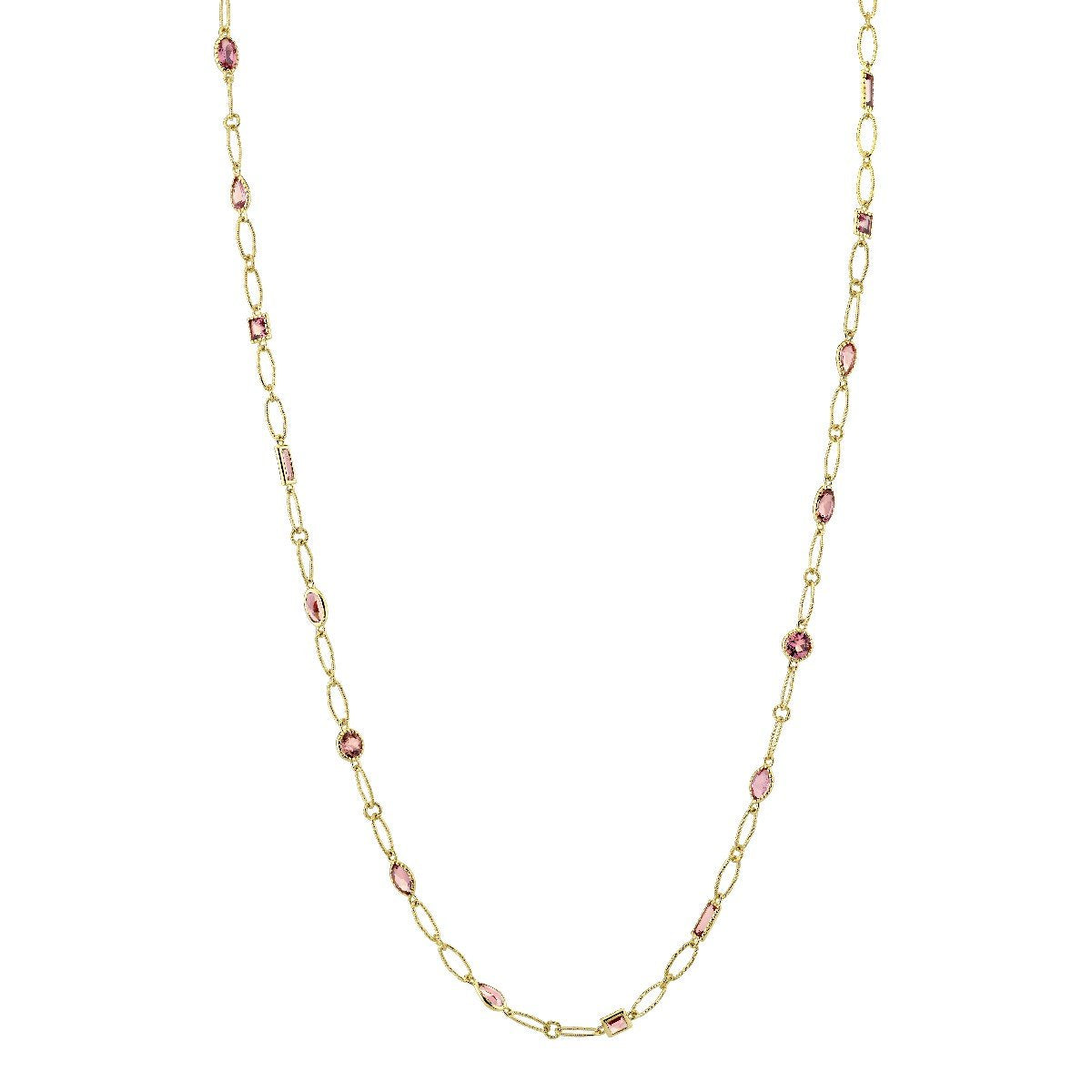 Pink Tourmaline Mix Shape Lacey Chain