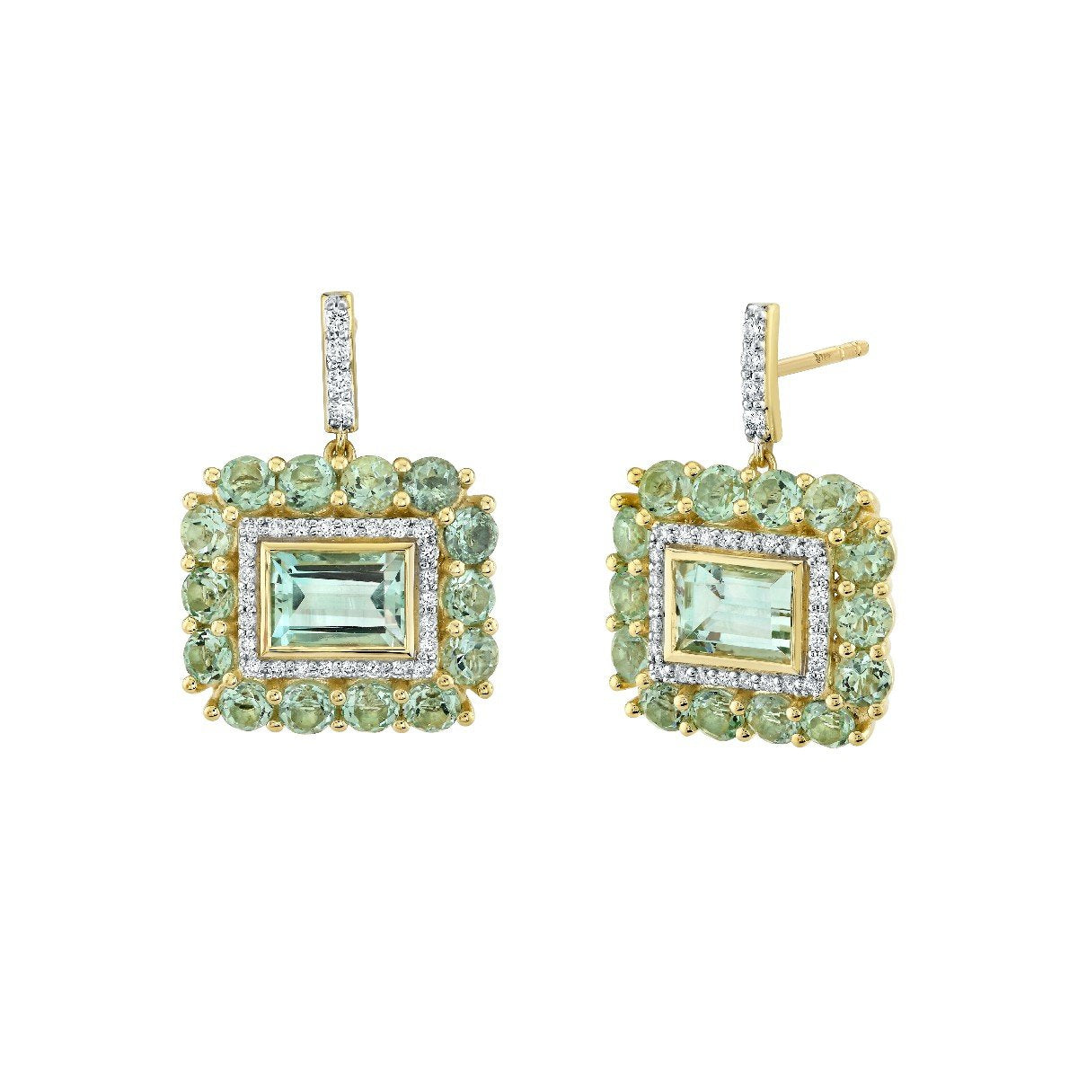Green Beryl And Diamond Earrings