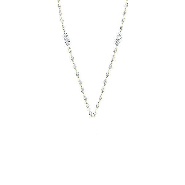 White Topaz Chain With Diamond Feather Stations