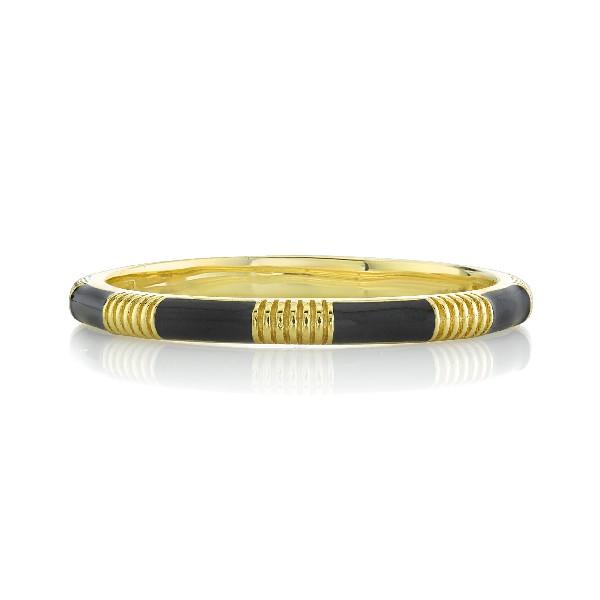 Black Enamel Band With Strie Detail