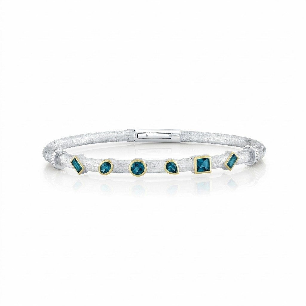 London Blue Topaz Mix Shape Mix Metal Bracelet