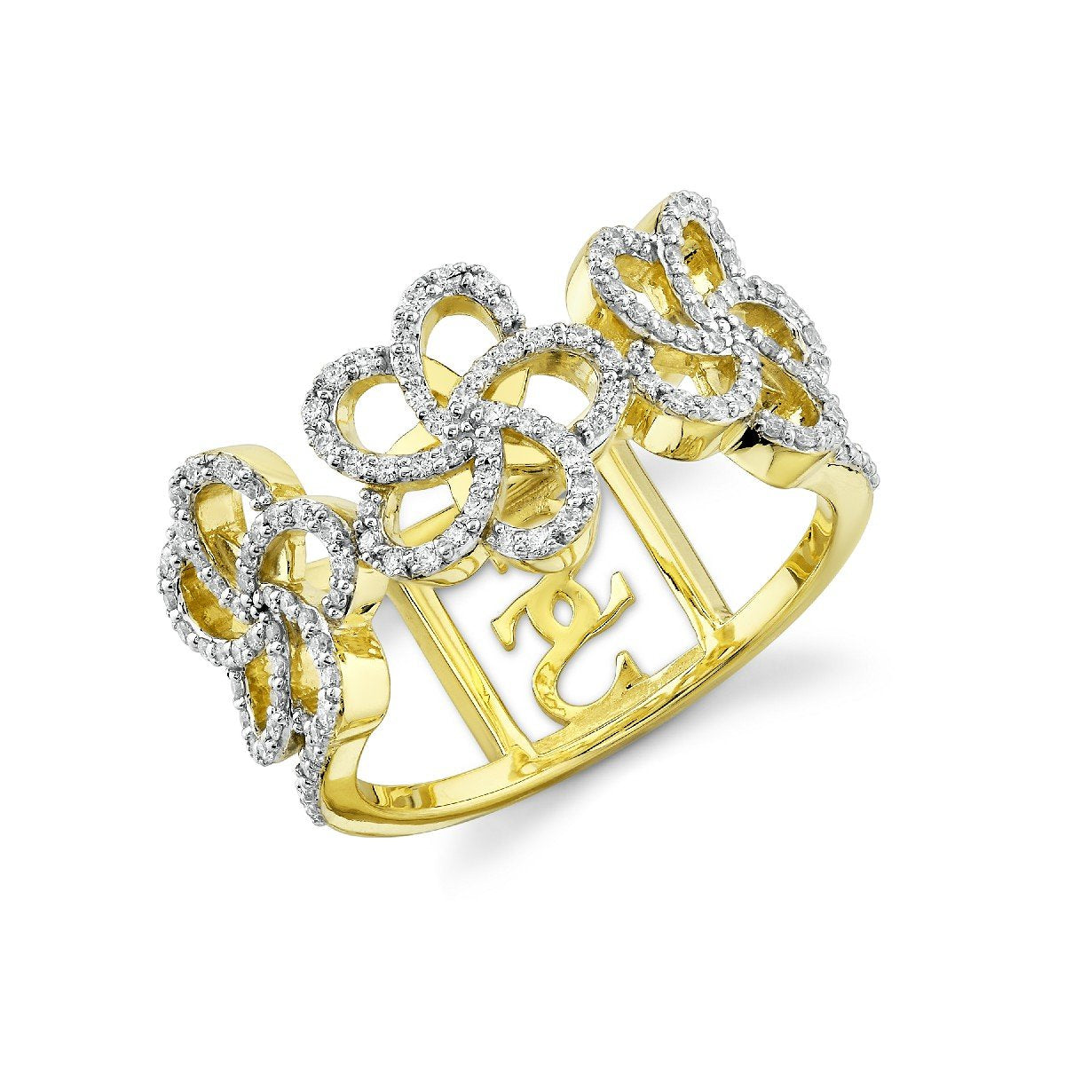 Triple Diamond Feather Band