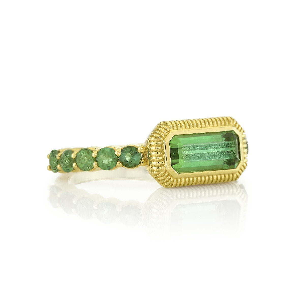 Green Tourmaline Bezel Set Band