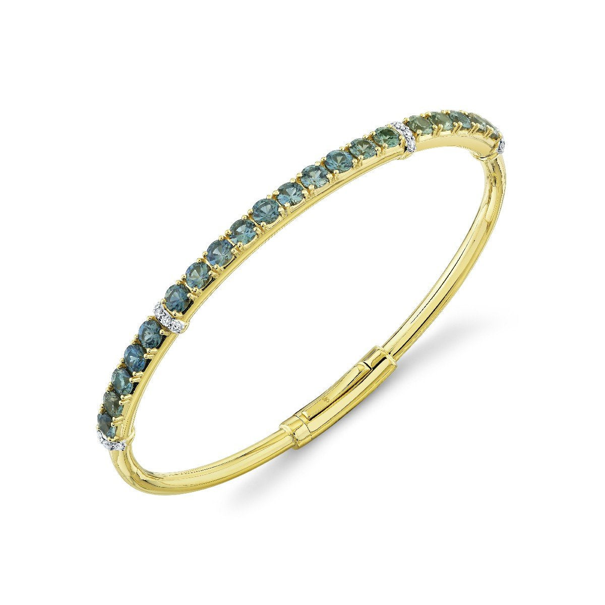 Blue Green Sapphire And Diamond Bracelet