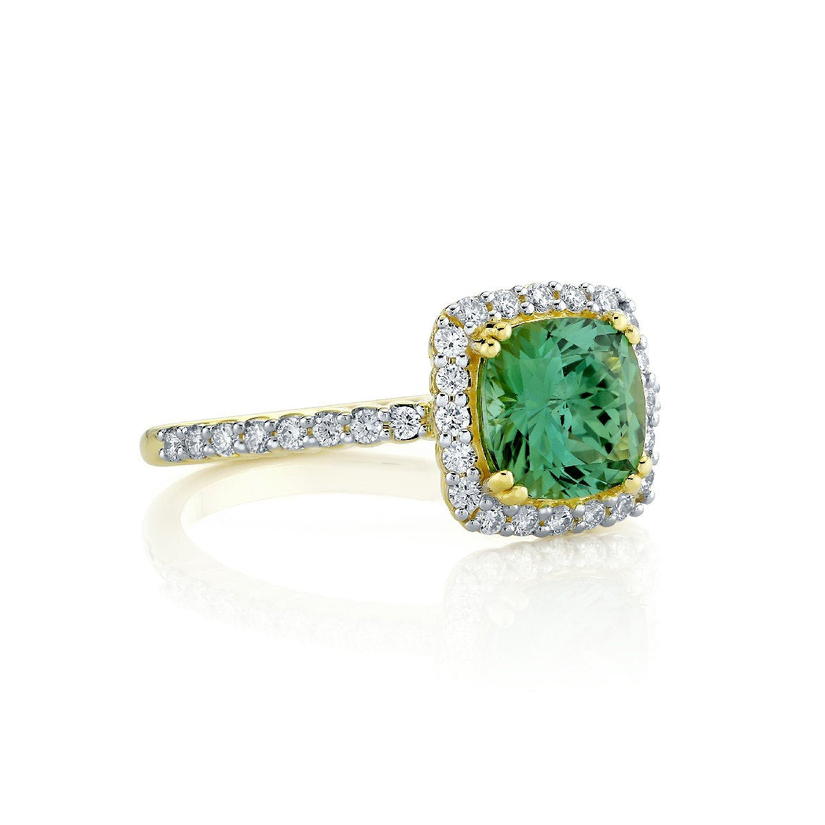Mint Green Tourmaline Ring With Diamonds