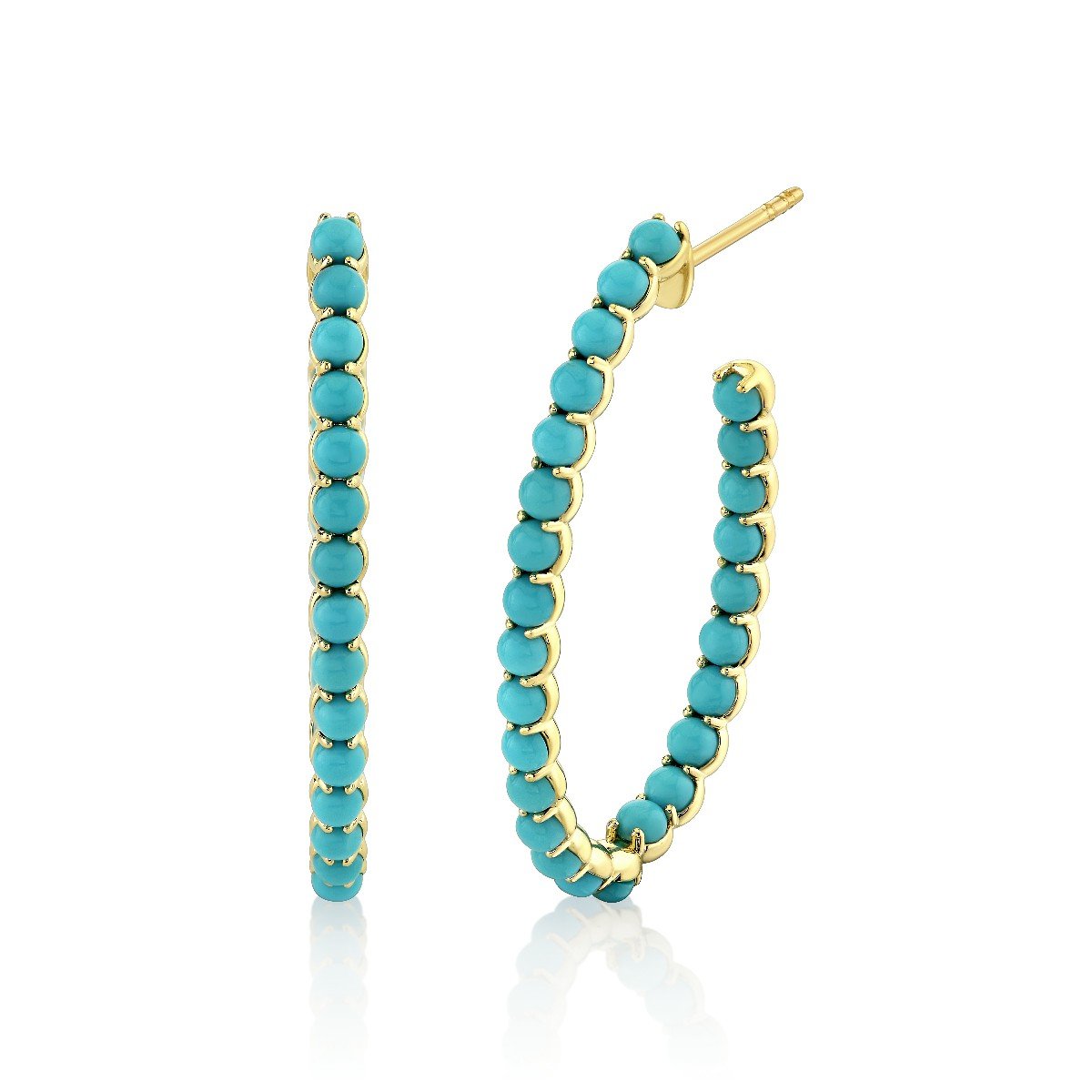 Prong Set Turquoise 30mm Inside Out Hoops