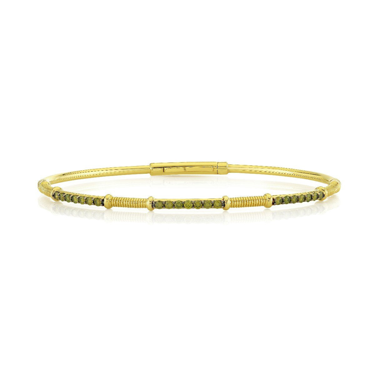Green Diamond Bracelet With Gold Strie Stations