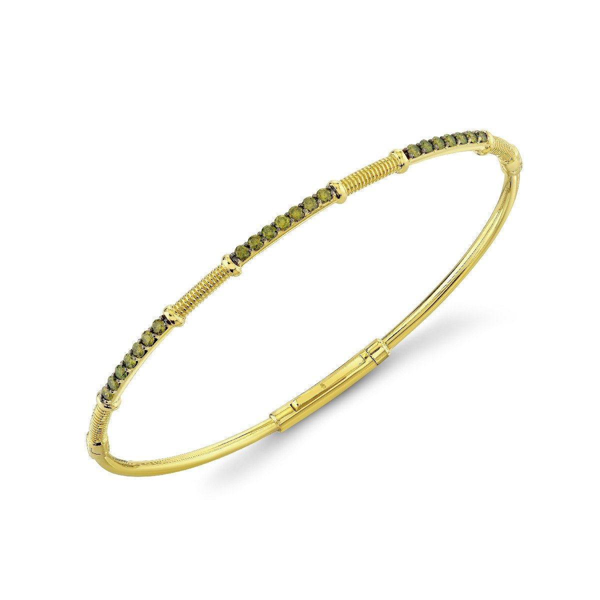 Green Diamond Bracelet With Gold Strie Stations