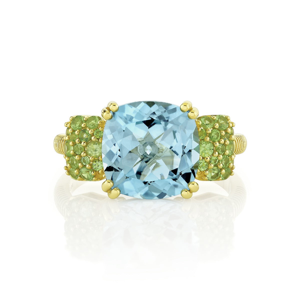 Sky Blue Topaz And Light Tsavorite Pave Ring