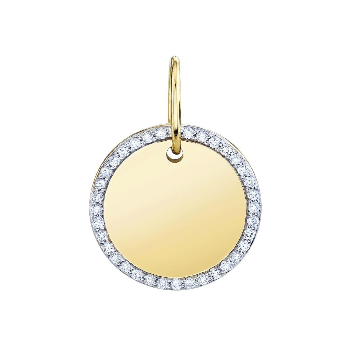 Hi-Polish Disc Pendant With Diamond Halo