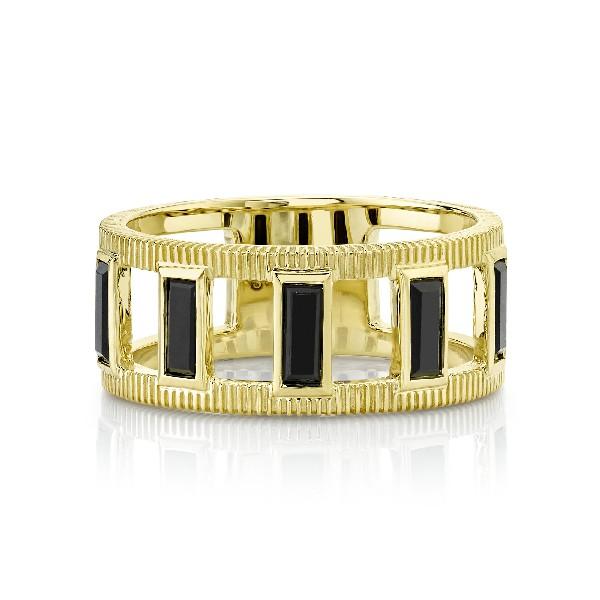 Black Spinel Baguette Band