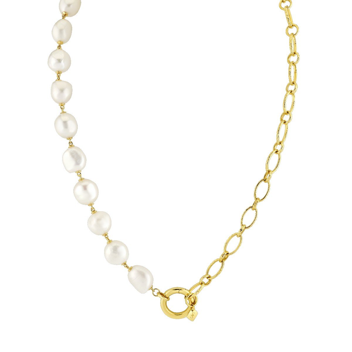 Baroque Pearl And Gold Link Chain
