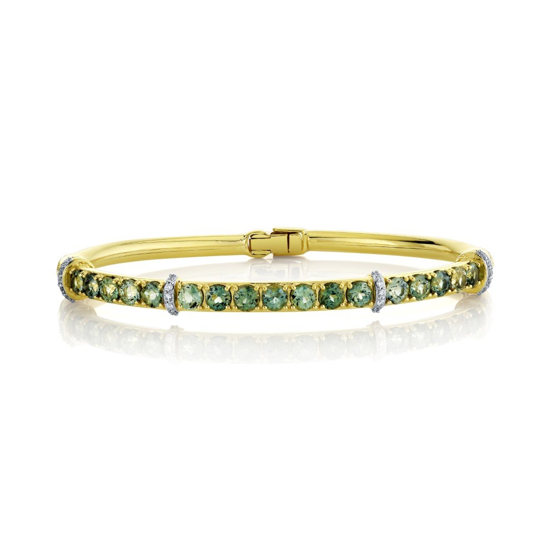 Blue Green Sapphire And Diamond Bracelet