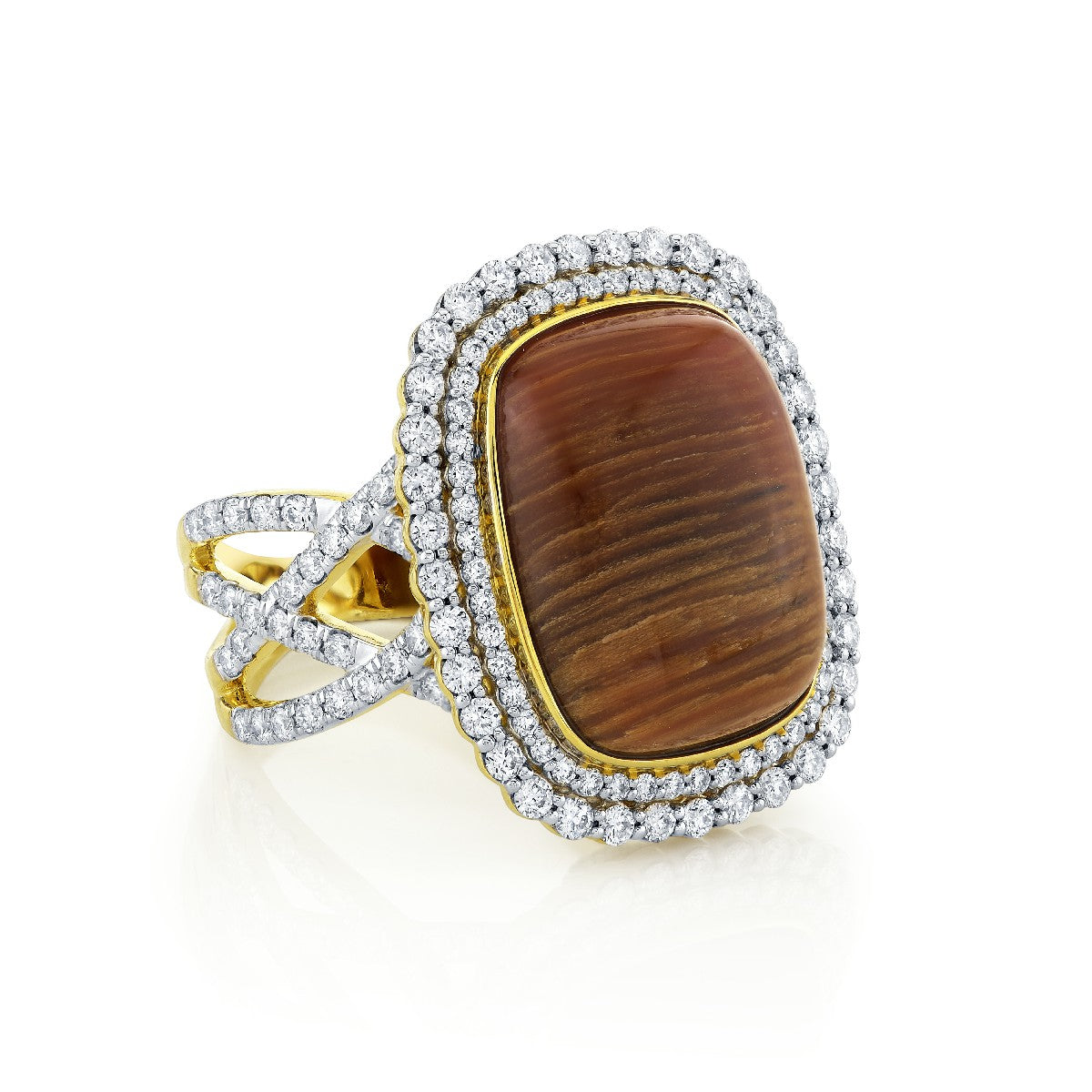 Wood Opal and Diamond Ring