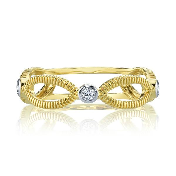 Gold Strie Marquis And Diamond Band