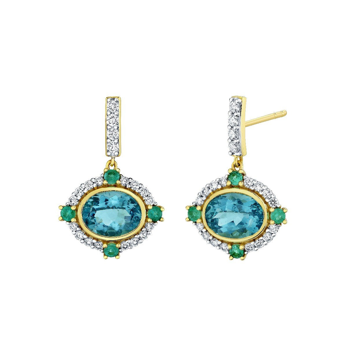 Apatite And Paraiba Earrings With Diamonds