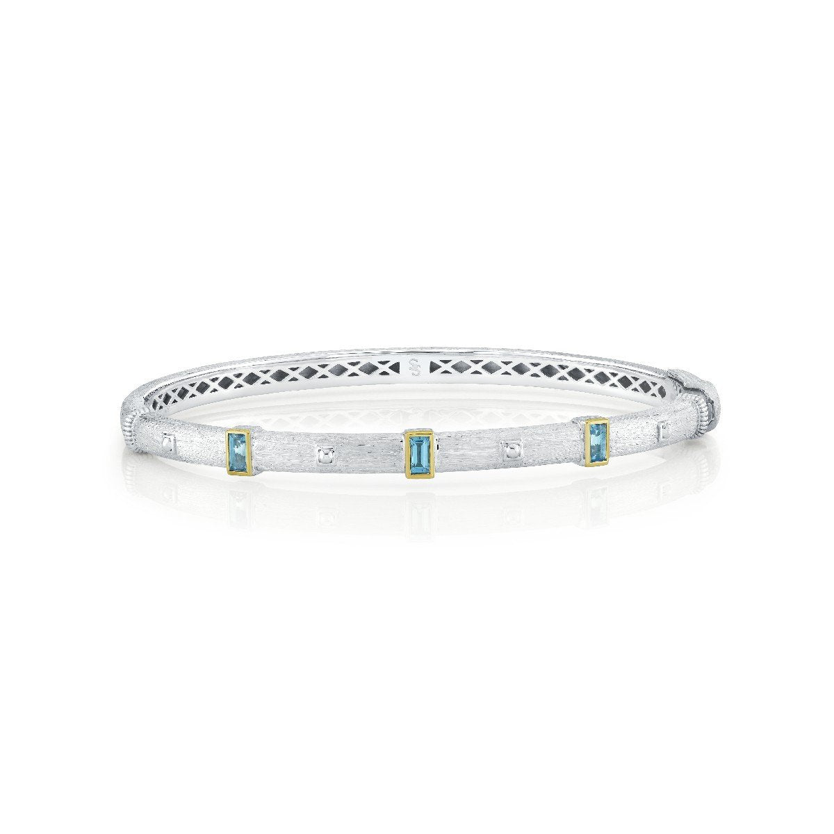 Mix Metal Swiss Blue Topaz Baguette Bracelet
