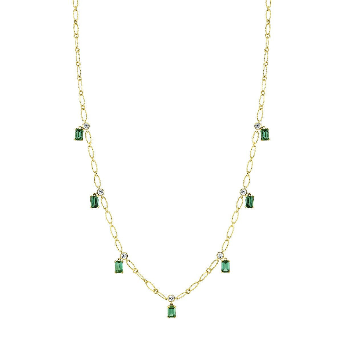 Diamons Lacey Chain With Green Tourmaline Drops