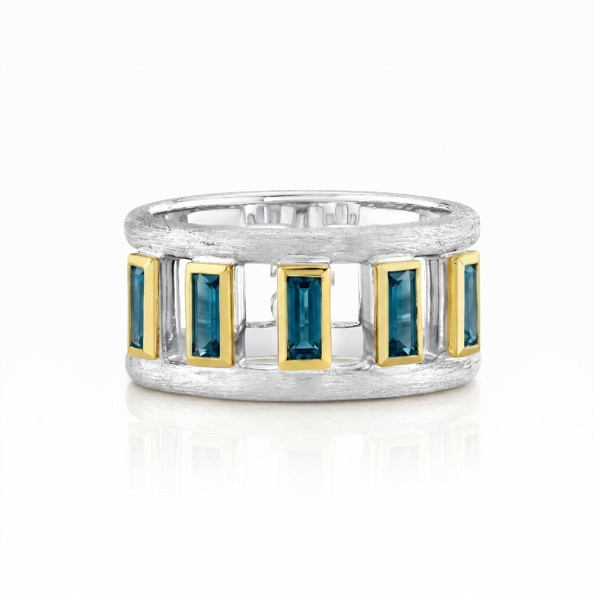 Mixed Metal London Blue Topaz Baguette Band