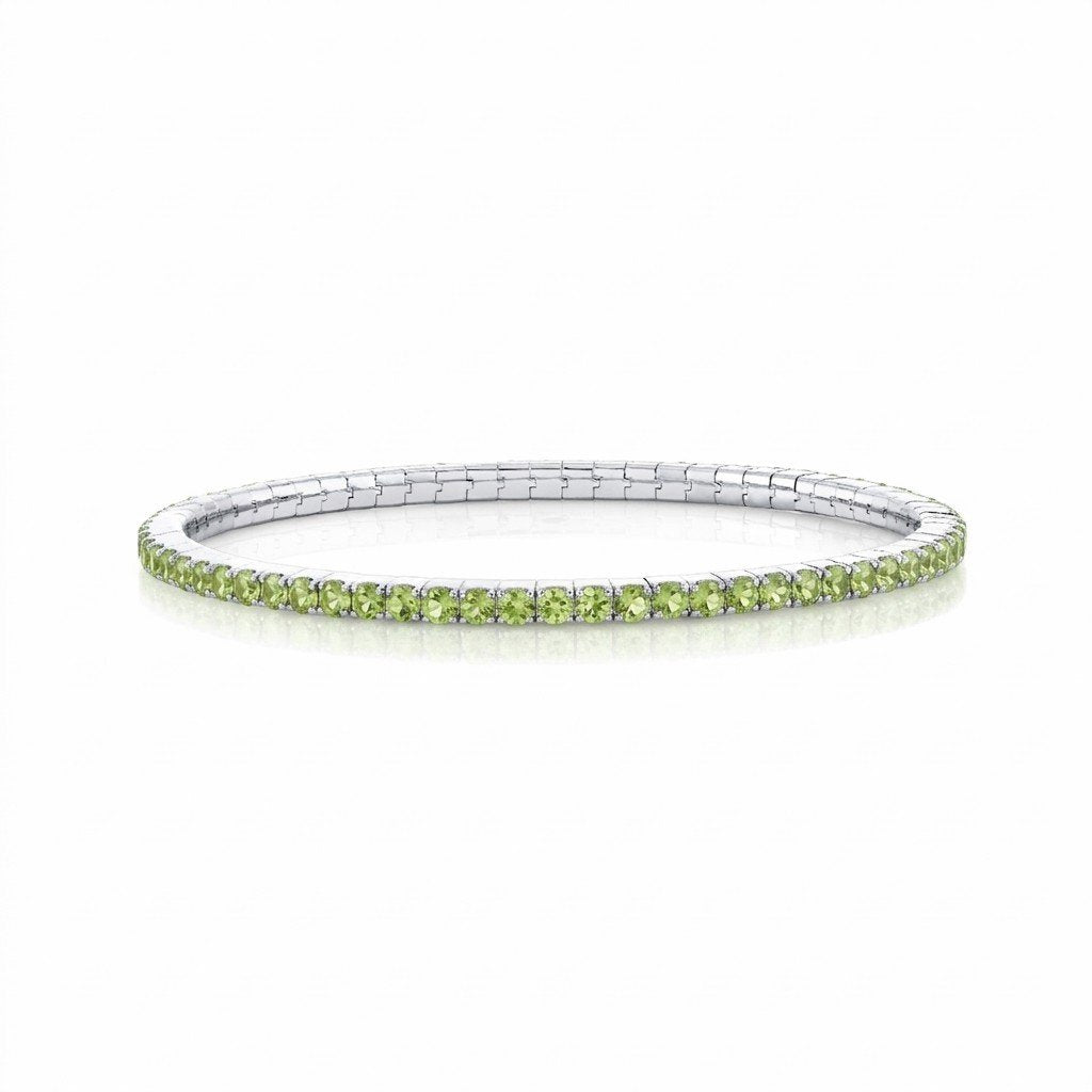 Sterling Silver Peridot Stetch Tennis Bracelet